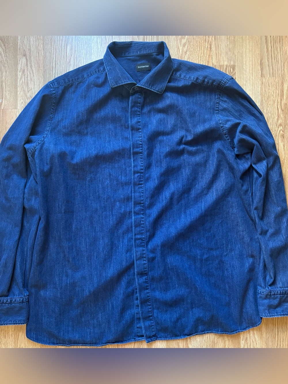 RARE Ermenegildo Zegna Denim cotton chambray men shirt size XXL
